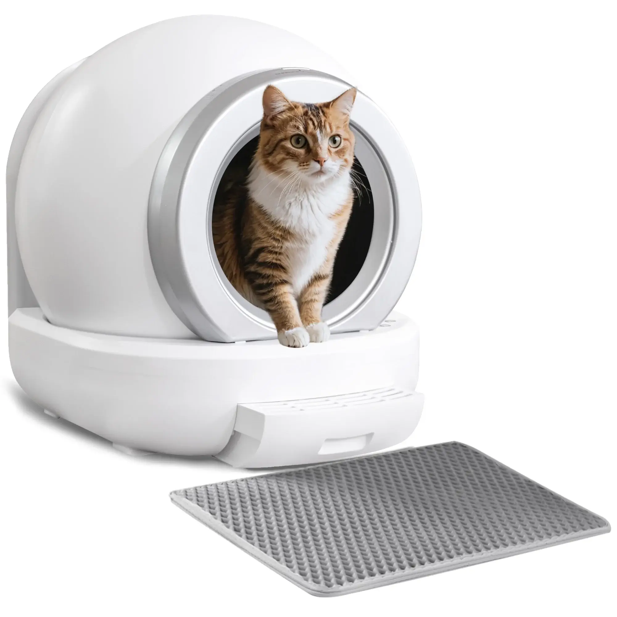 HOMALL Automatic Self-Cleaning Cat Litter Box with Plastic Pad, Smart Cat Litter Box with APP Control, White