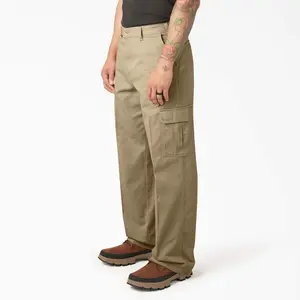 Men's Fleeced Loose Fit Cargo Pants for Outdoor Activities - 100% Cotton, Garment-Washed Fabric, Pleated Cargo Pockets, Boot-Friendly