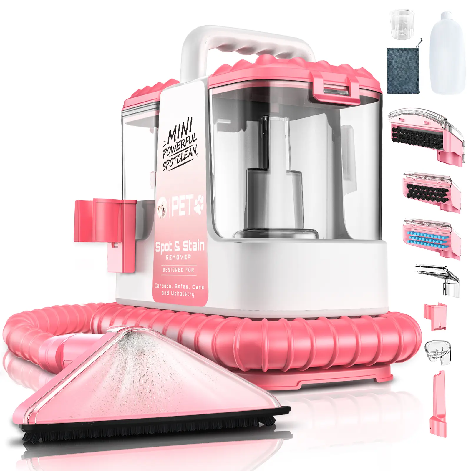 VICEASE Mini Portable Carpet and Upholstery Deep Cleaner, Car/Auto Detailer, with HydroRinse Self-Cleaning Tool and Multiple Tool