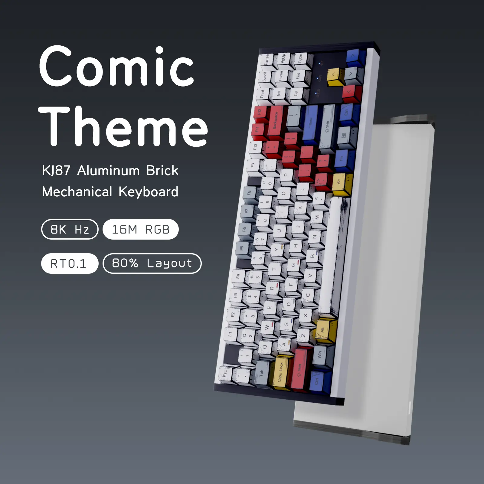 KAVLORN KJ87/104 All Aluminum Mechanical Keyboard 87/104 Keys Compact Layout Hot Swappable Linear Switch 5-Side Dye Sub PBT Keycaps RGB Wired Gaming Keyboard Sandwich Structure Poron Sound Dampening Foam Comic Themed Keyboard for PC Gamers Office Work