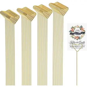 40 Packs Floral Card Holder Picks - Metal  Card Holder Sticks for Bouquets, Wedding Centerpieces, Photo Holder Sticks, Floral Picks for Cards, Picture Holders for Centerpieces, Heart-Shaped