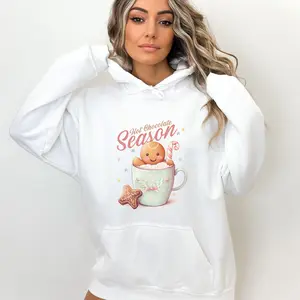 Hot Chocolate Season Hoodie Sweatshirt, Christmas Shirt, Women Holiday sweater, Xmas Tee, Coffee Lover gift, Latte drink Crewneck