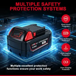 2-Packs 18V 8.0Ah Replacement Battery for Milwaukee M-18 48-11-186548-11-1850 Cordless Tools Compatible Lithium-ion 8000mAh m-18