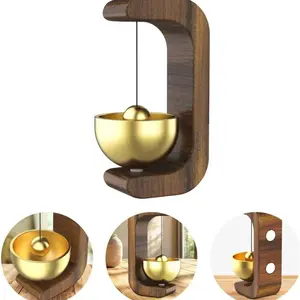 Magnetic Shopkeepers Bell Doorbell for Door Opening, Decorative Wooden Chime with Brass Bell, Easy Magnetic Mount for Home Office Café Store Garden