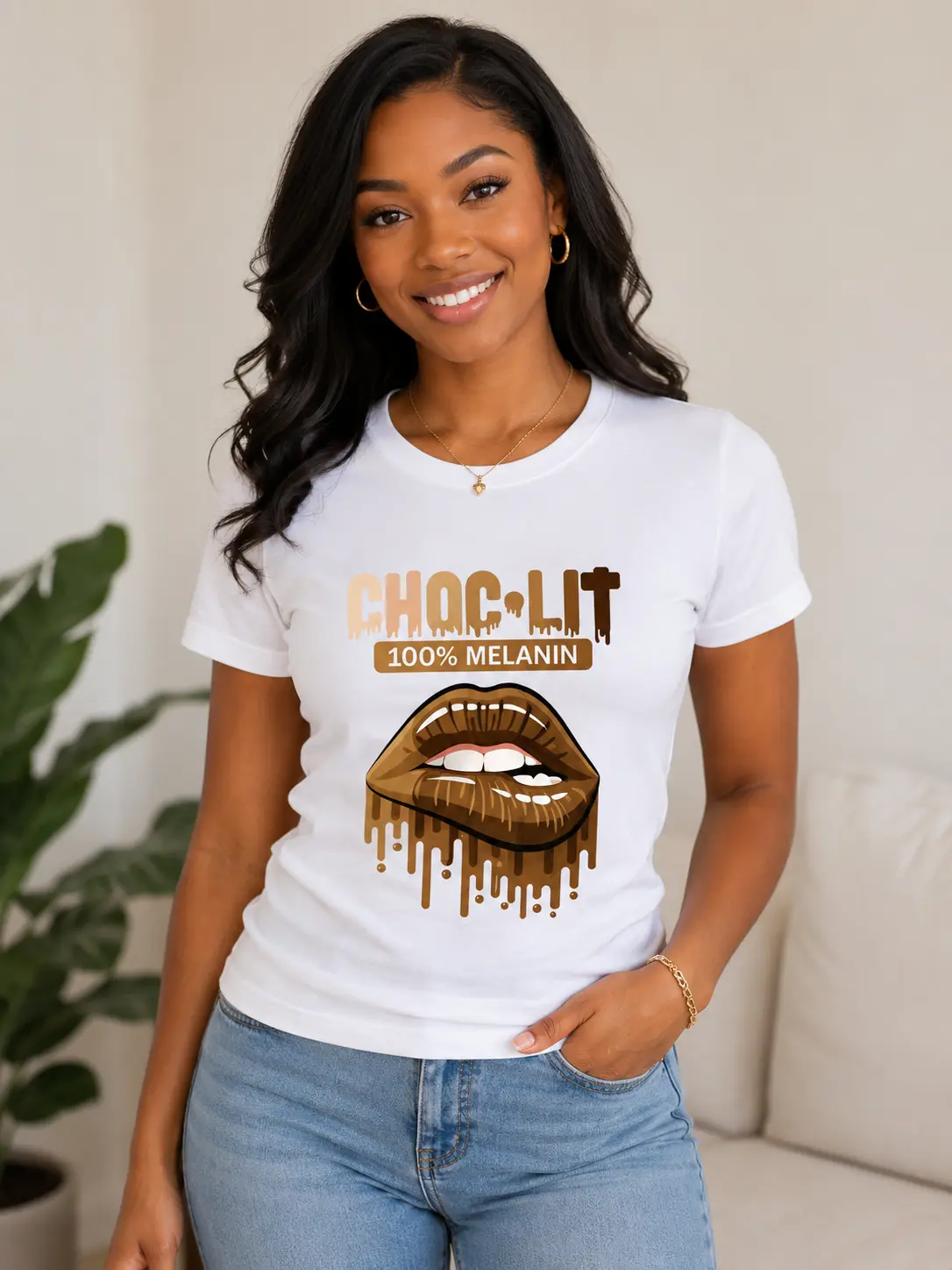 Choc-Lit 100% Melanin Ladies Fitted T-Shirt