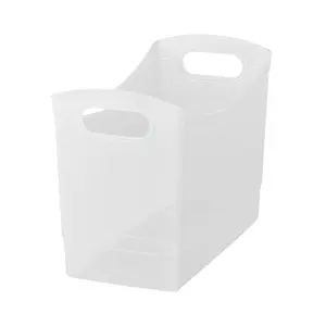 Mainstays Plastic Utility Storage Bin 12 Qt Narrow Rectangle with Carrying Handles, Clear