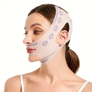 Adjustable V-Shaped Facial Lifting Mask - Breathable Double Chin Reducer & Jawline Tightener, Lavender Beige Firming Bandage, Fresh Unscented Facial Instrument, Skincare Massager, Contour Design, Secure Fixing Strap - Lifting Mask