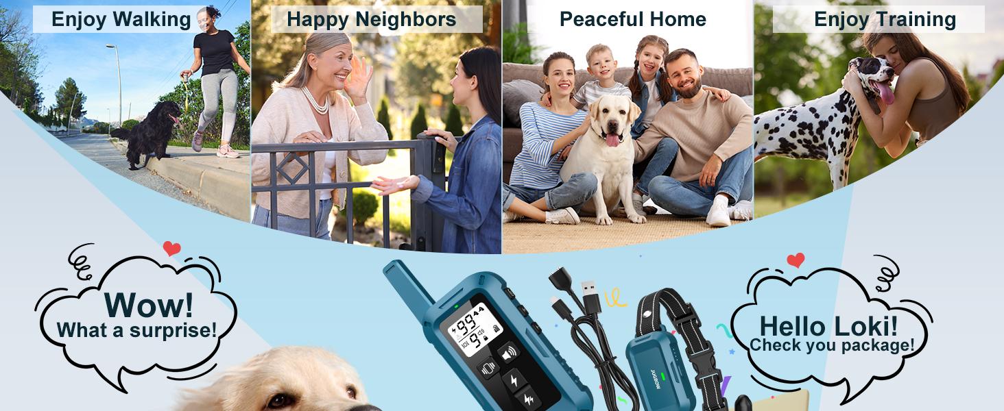 Jugbow Dog Training Collar - 4200FT with Remote, 4 Training Modes,Security Lock, IPX8 Waterproof, Rechargeable e-Collar for All Breeds,Blue 2dogs-DT68