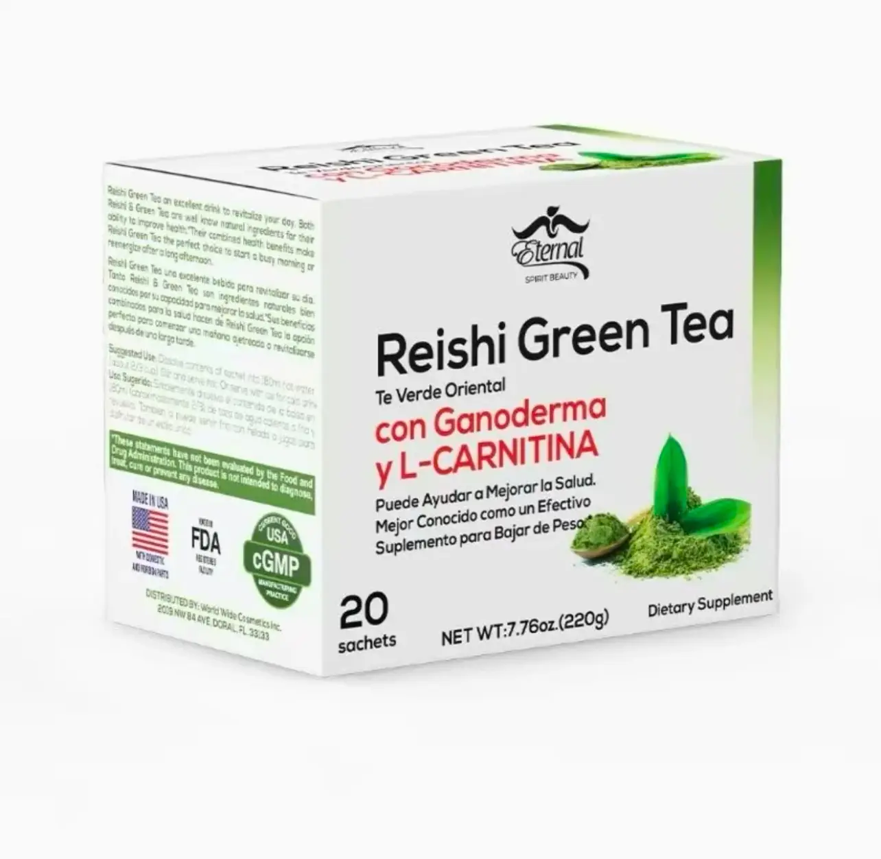 Green Tea with Reishi Ganoderma Instant Tea- Natural Health Beverage Organic