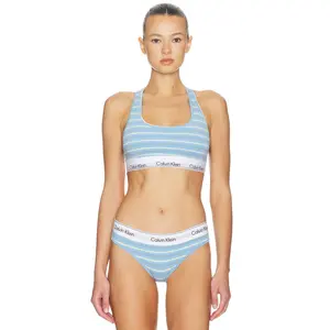 Calvin Klein Underwear Unlined Bralette in Pulse Stripe Blue Descent