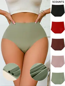 Women's Solid Color High Waist Boyshorts, Soft Comfy Breathable Panty for Daily Wear, Casual Soft Panties, Women's Underwear for All Seasons
