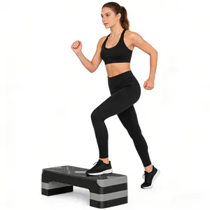 Step Platform Trainer, Adjustable Aerobic Stepper, Step Trainer for Home Gym, Cardio Workout Equipment, Stair Stepper for Men Women, 3-Level Height Adjustable Home Fitness Exercise Step with 4 Risers