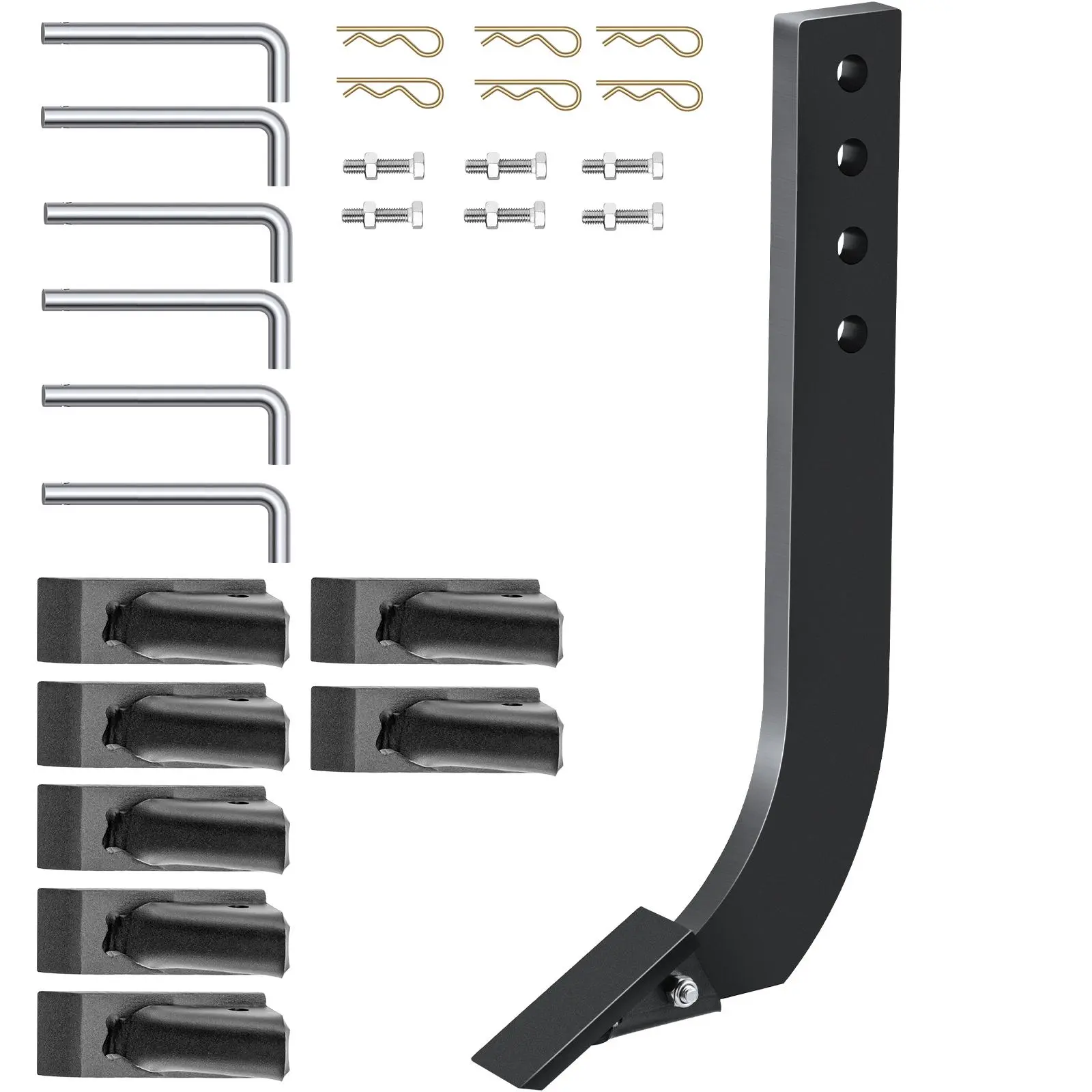 【summerfinds】VEVOR Box Blade Shank, 18'' Scarifier Shank, 4 Holes Box Scraper Shank, Ripper Shank with Removable Tapered Teeth and Pins, Adjustable Shanks Assembly for Replacement, Digging, Plowing, 6PCS