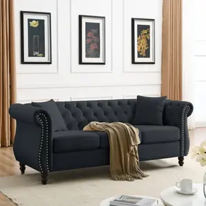 Modern Sofa Couch, 80" Button Tufted Velvet Sofa with Rolled Arms&Nailhead Trim,Comfy 3 Seater Sofa,Oversize Mid Century Modern Couch for Living Room,Bedroom,Apartment,Office