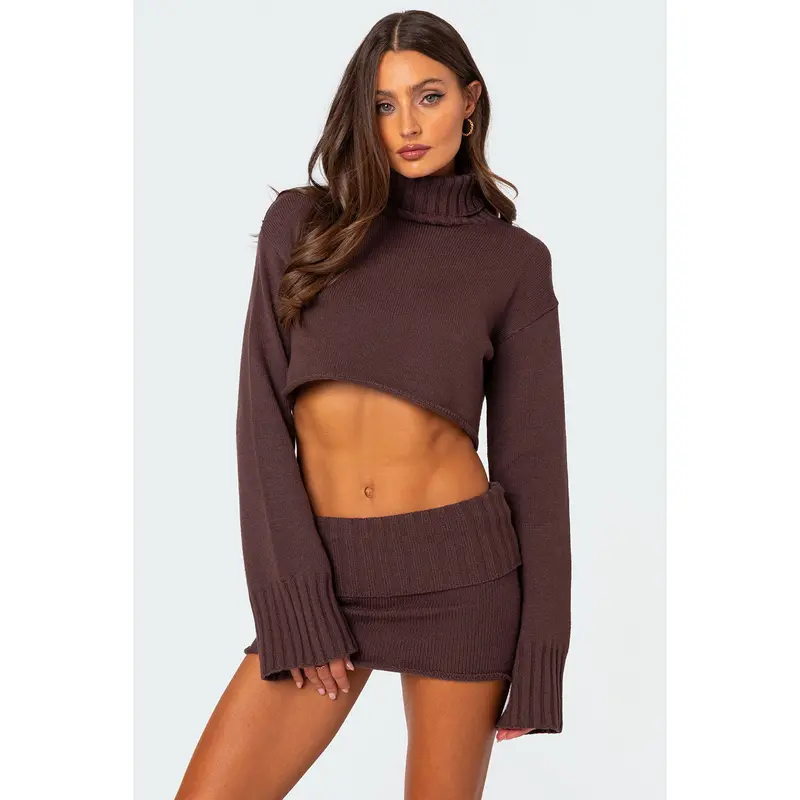 8366GD - Cropped Cotton Spandex Garment Dye Turtleneck - TikTok Shop