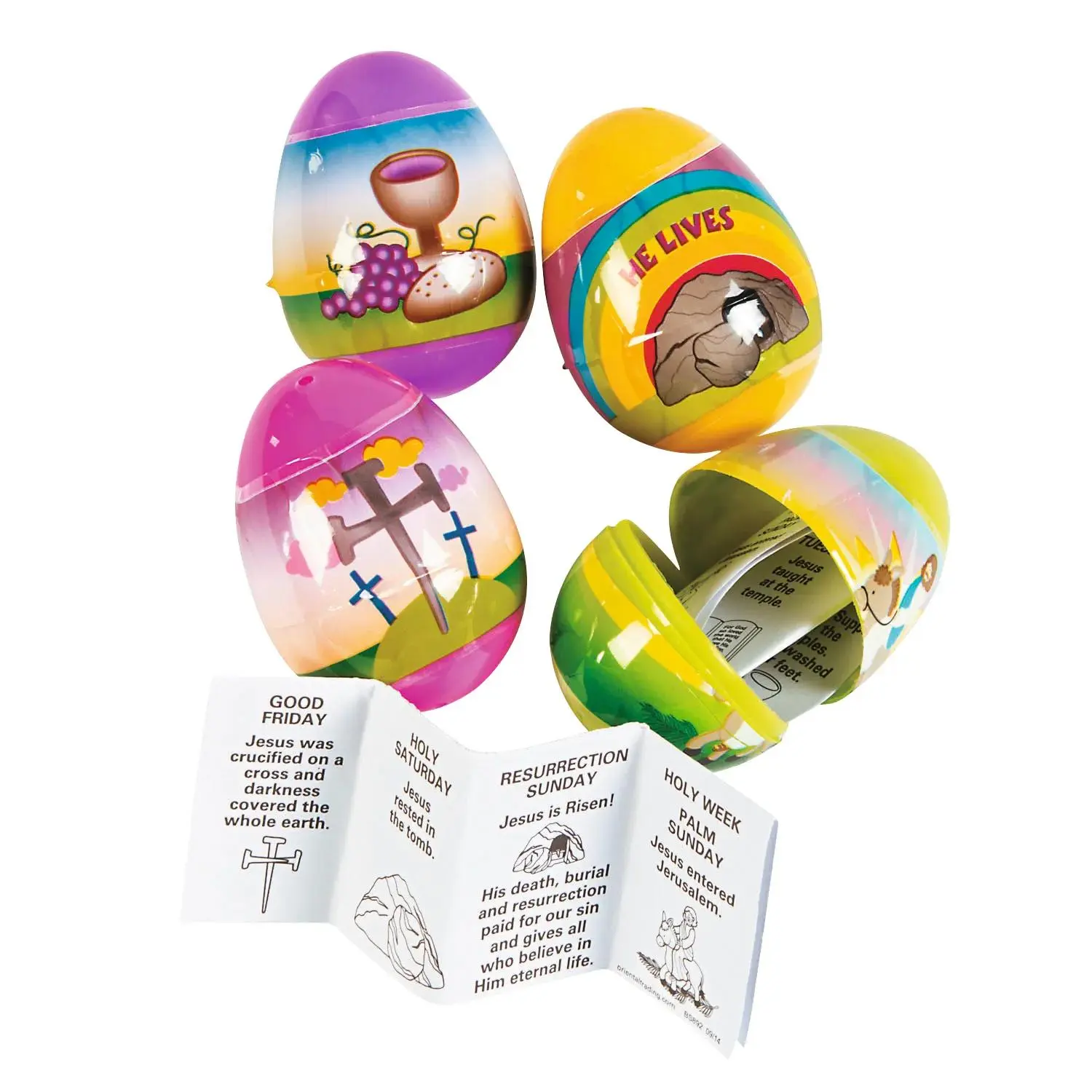 2.5" Religious Easter Eggs - 12-Piece Plastic Festive Supplies with Resurrection Story Gift Inclusions for Guessing Game