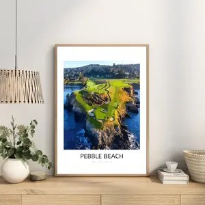 Golf Gift | Pebble Beach Golf Course - Retro, Decoration, Unframed, Poster Decor Artistic Ornaments Room Print Wall Photo Landscape