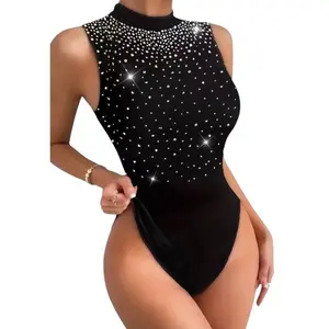 Rhinestone velvet Bodysuit