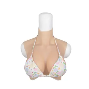 New Style High Neck Silk Cotton Filled Breast Forms More Light Soft and Comfortable C to G Cup Silicone Breastplate CDS