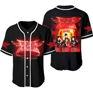 BabyMetal Band Baseball Jersey BabyMetal World Tour 2024 Baseball Jersey BabyMetal Merch Rock Music Baseball Jersey Gift For Fans Men Women