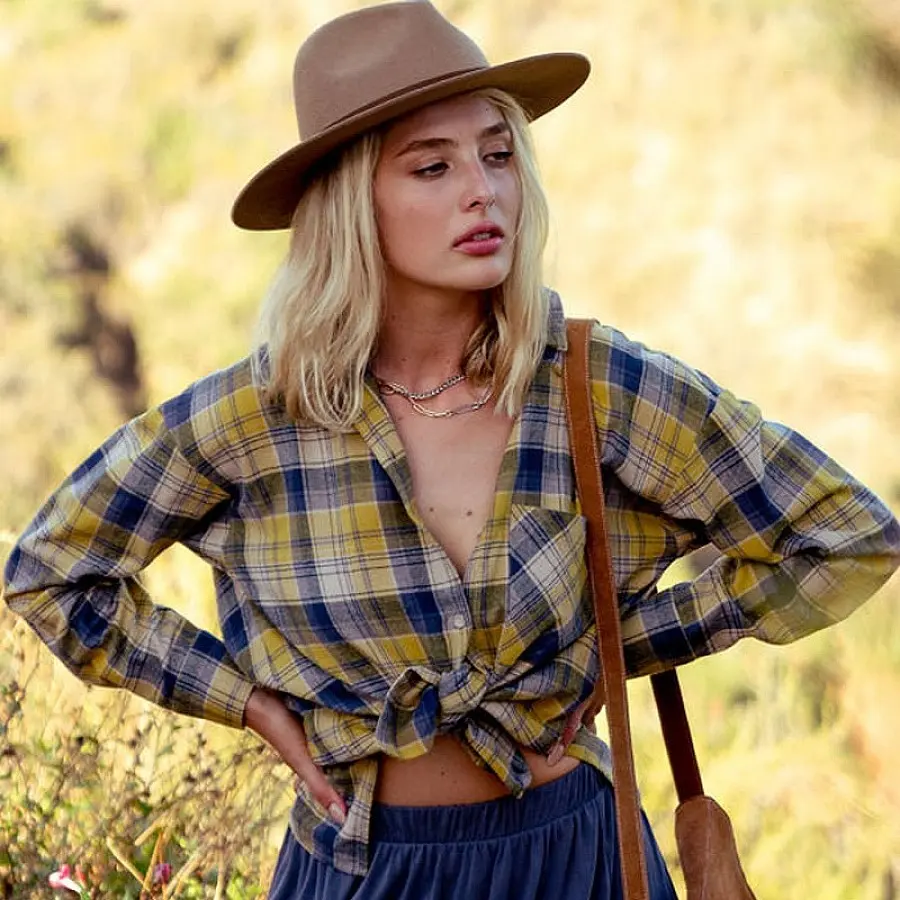 Flannel Plaid Yellow and Navy