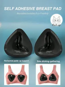 1/2 Pairs Set Women Double Sided Sticky Bra Inserts Reusable, Sticky Cleavage Enhancing Pads - Breathable Silicone Triangle Thick Adhesive Bra Pads, Push Up Lift Self-Adhesive Pads, Reusable Extra Thick Instant Lift Pads, Suitable For Sports Bras And Swim