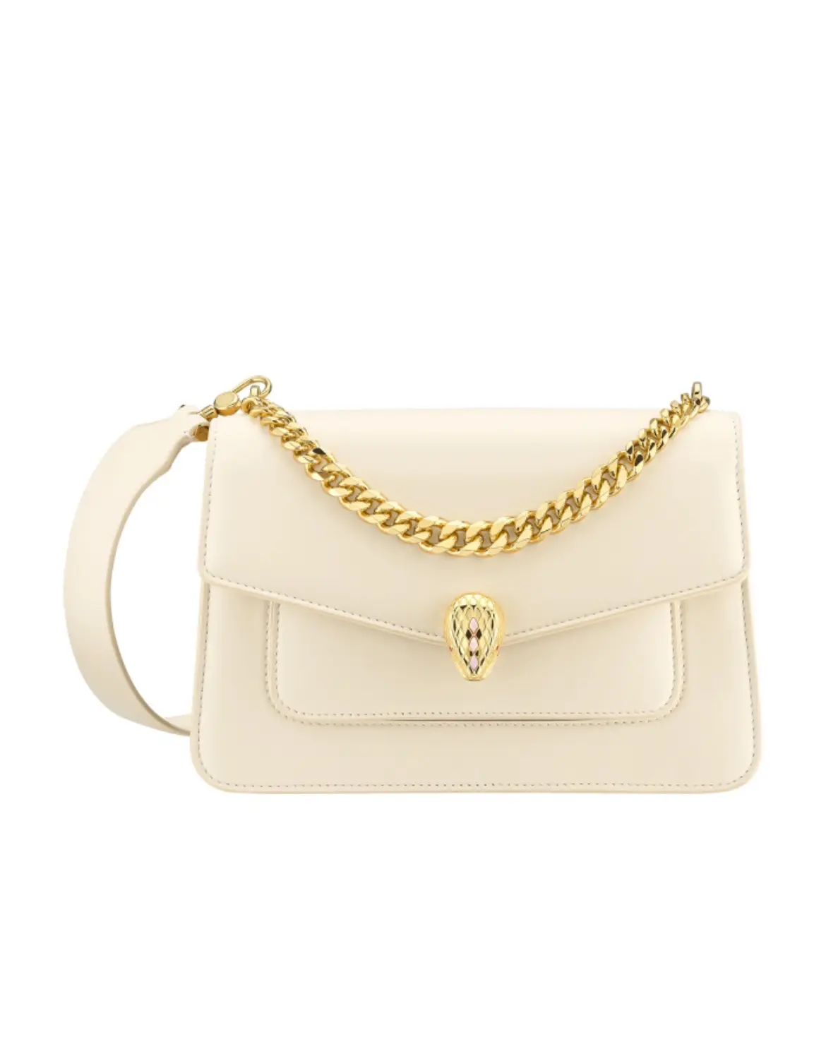 Pre-owned Bvlgari Serpenti Forever Series Medium "Milkshake" White Snake Head Crossbody Bag, Purses Crossbody Bag (2602554)