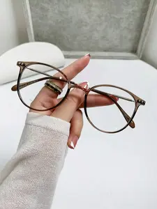 Women's Fashion Oval Frame Blue Light Blocking Glasses, Simple Style Solid Color Work Eyewear, Daily Wear Decoration, Perfect for Students