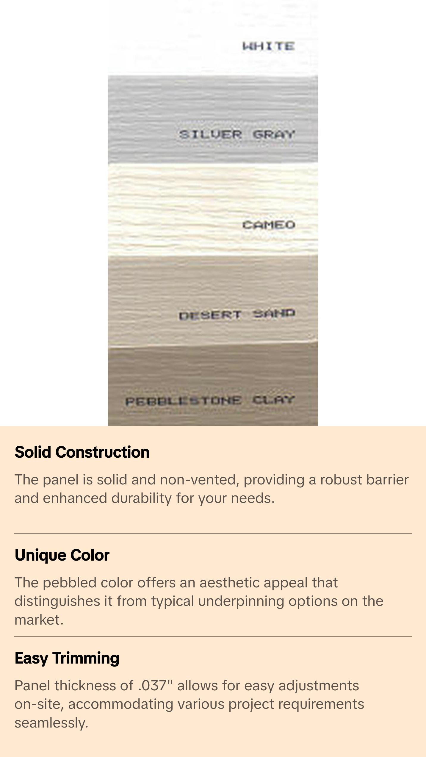 Lifestyle Vinyl Underpinning Solid Pebblestone (Clay) Panel