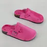 Women's Blue Leopard Print Casual Home Slippers, Winter Casual Anti-Slip Flat Shoes, Slip On Slippers, Textile Upper, PVC Leather Sole, Couples' Footwear