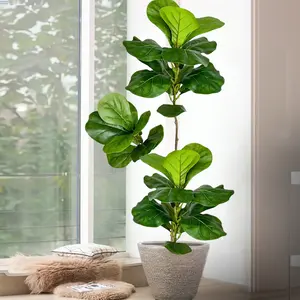 76-135cm/53.1inch Large Simulation Fiddle Leaf Banyan Tree Branches Fake Plastic Banyan Tree Plant Decorative Green Tall Palm Leaves Artificial Palm Trees Suitable for Home Garden  Decoration