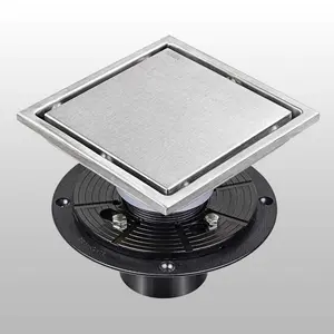 6 Inch Square Shower Floor Drain Recessed Invisible Design Stainless Steel Floor Drain Removable Cover Corrosion Scratch Rust Resistant Shower Drain for Bathroom Kitchen Pool Balcony Garage Basement Toilet Stainless Steel
