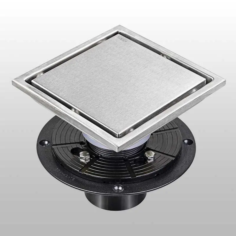 6 Inch Square Shower Floor Drain Recessed Invisible Design Stainless Steel Floor Drain Removable Cover Corrosion Scratch Rust Resistant Shower Drain for Bathroom Kitchen Pool Balcony Garage Basement Toilet Stainless Steel