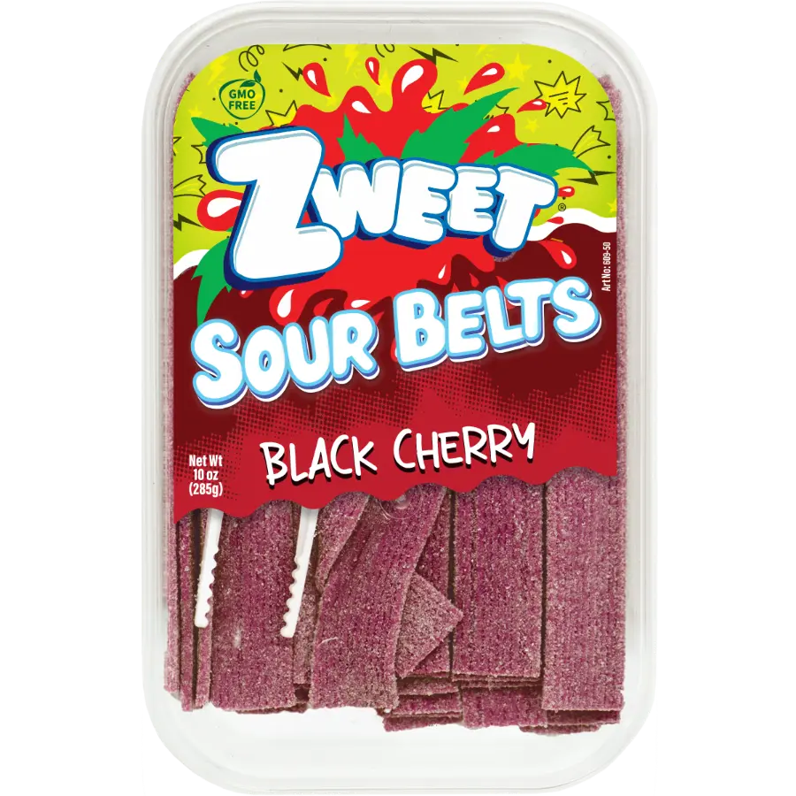 Sour Black Cherry Belts Candy | Zweet | 10 oz