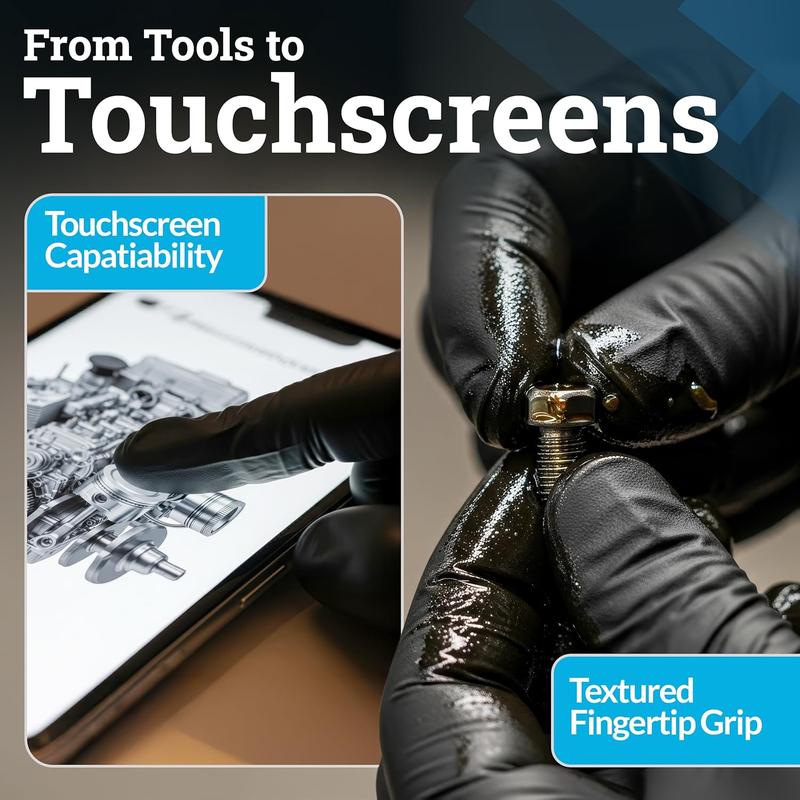 Black Nitrile Disposable Gloves Large, 50 Count - BBQ, Tattoo, Hair Dye, Cooking, Mechanic Gloves - Powder and Latex Free - Tattoo Supplies