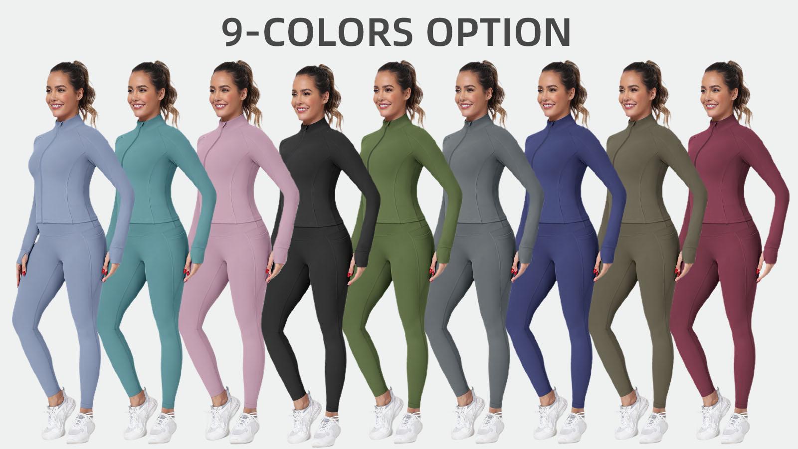 【LOCAL SHIPPING】2026 NEW 2/3 Piece Workout Set S-2XL - Longline Sports Bra + Side Pockets Leggings/Shorts + Full Concealed Zip Jacket with Collar Shield – Women’s Yoga Outfit Activewear for Gym Running Training Lightweight Compression Sportswear