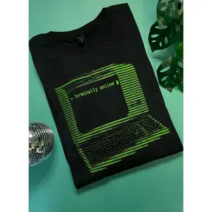 Terminally Online by Terminal Research on black unisex t-shirt