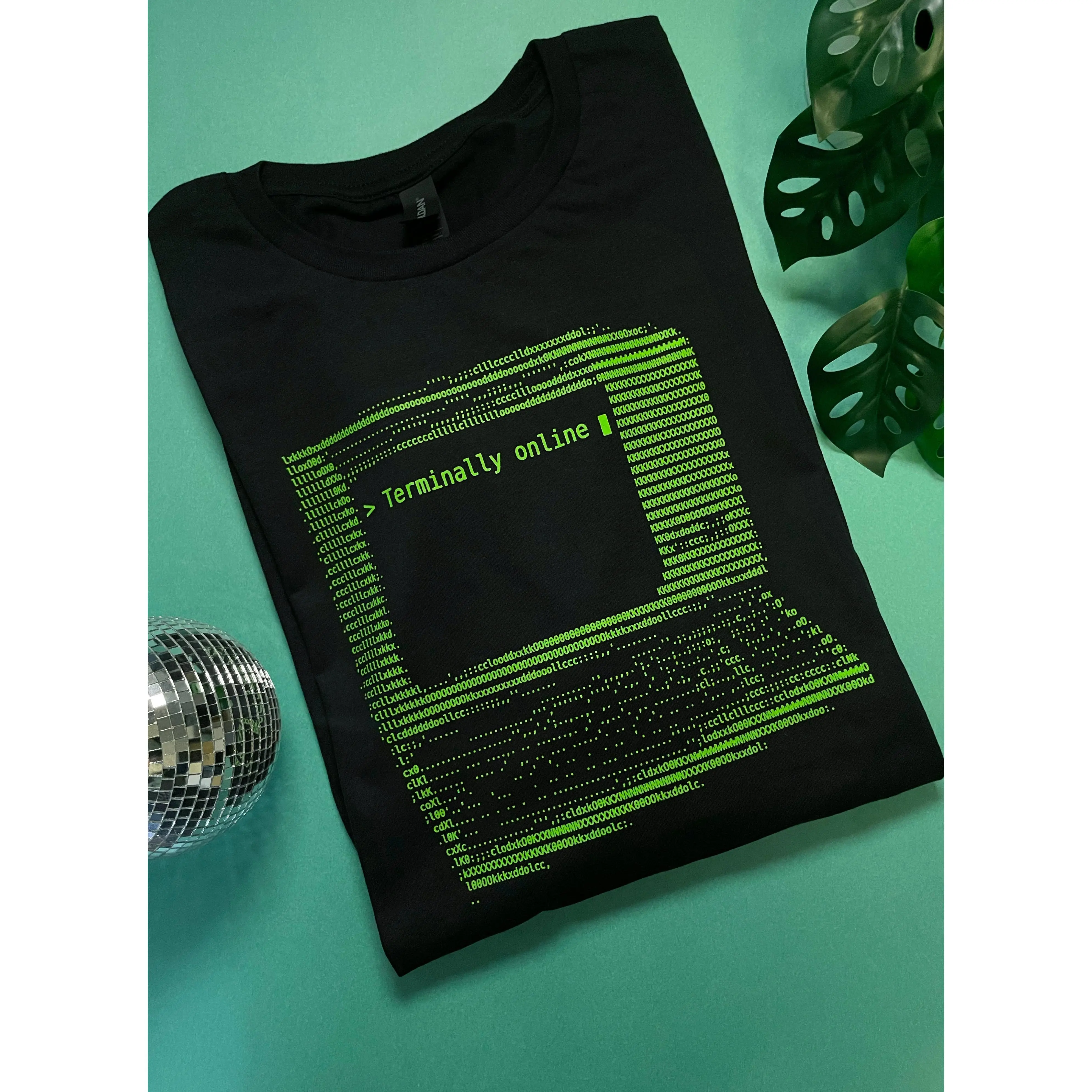 Terminally Online by Terminal Research on black unisex t-shirt