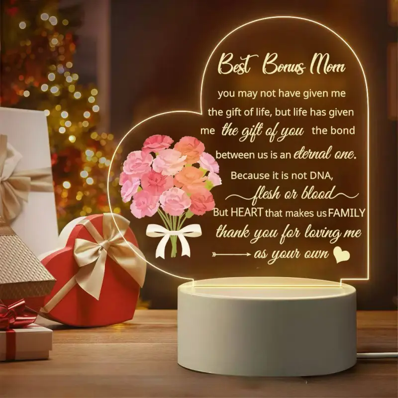 Engraved Night Lamp - Personalized Love Symbol Gift for Mom, Decorative Lighting, Indoor Light, LED Decoration, Thoughtful Home/Festive Decor, Versatile Room Use, Ideal for Mother's Day, Birthday