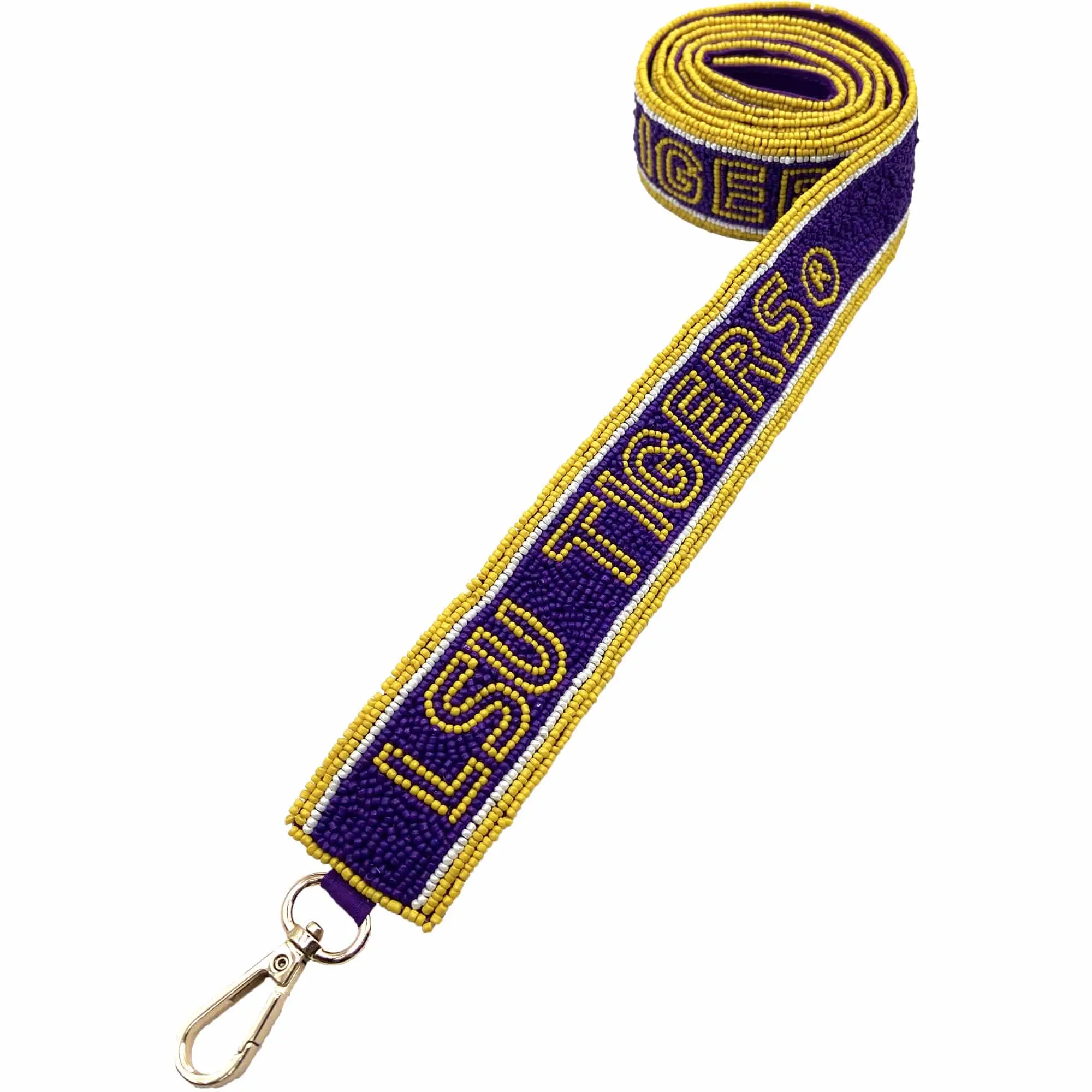 Blue and Yellow LSU Beaded Bag Straps