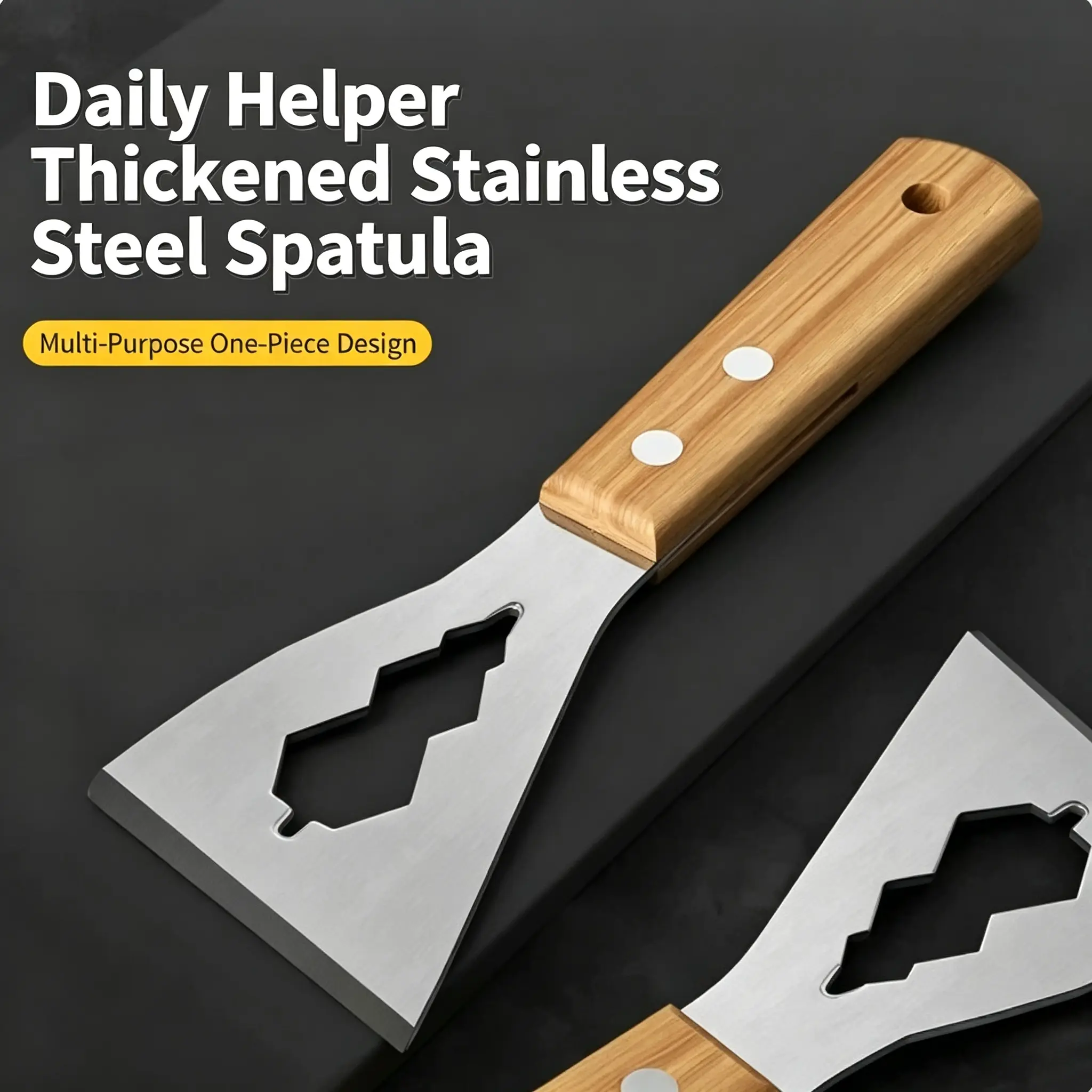 Wood Handle Putty Knife, Multi-Purpose Steel Scraper – Flexible Blade for Filling, Caulking, Sealing & Painting, for Home Improvement & DIY Projects