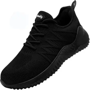 Tinefiy Steel Toe Shoes for Women Lightweight Comfortable Slip Resistant Safety Work Sneakers Cushion Puncture Proof Shoes Indestructible Shoe