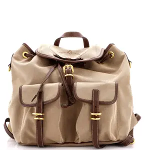 Pre-owned PRADA Canvas Plain, Leather Backpacks Logo Backpack Canvas by Rebag
