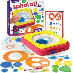 Dan & Darci Spiral Art Studio Kit for Kids – 12 Wheels, 2 Frames, 3 Gel Pens & Portable Case for Creative STEM Drawing Fun