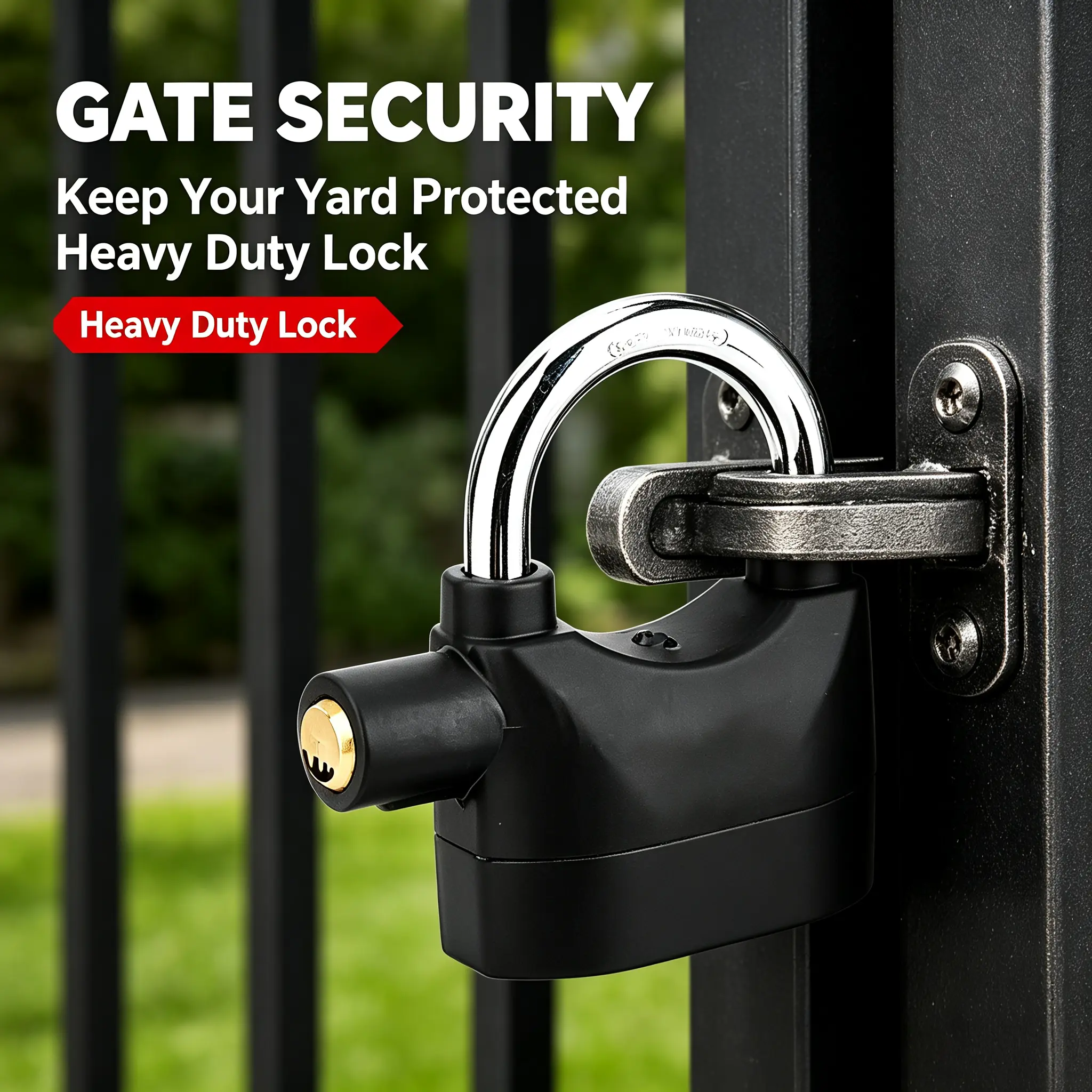 Alarm Hanging Lock, 110db Outdoor Stainless Steel Door Alarm Lock with 3 Keys, High Security for Garage Fence gate Storage Units, Alarm Padlock-BY locker