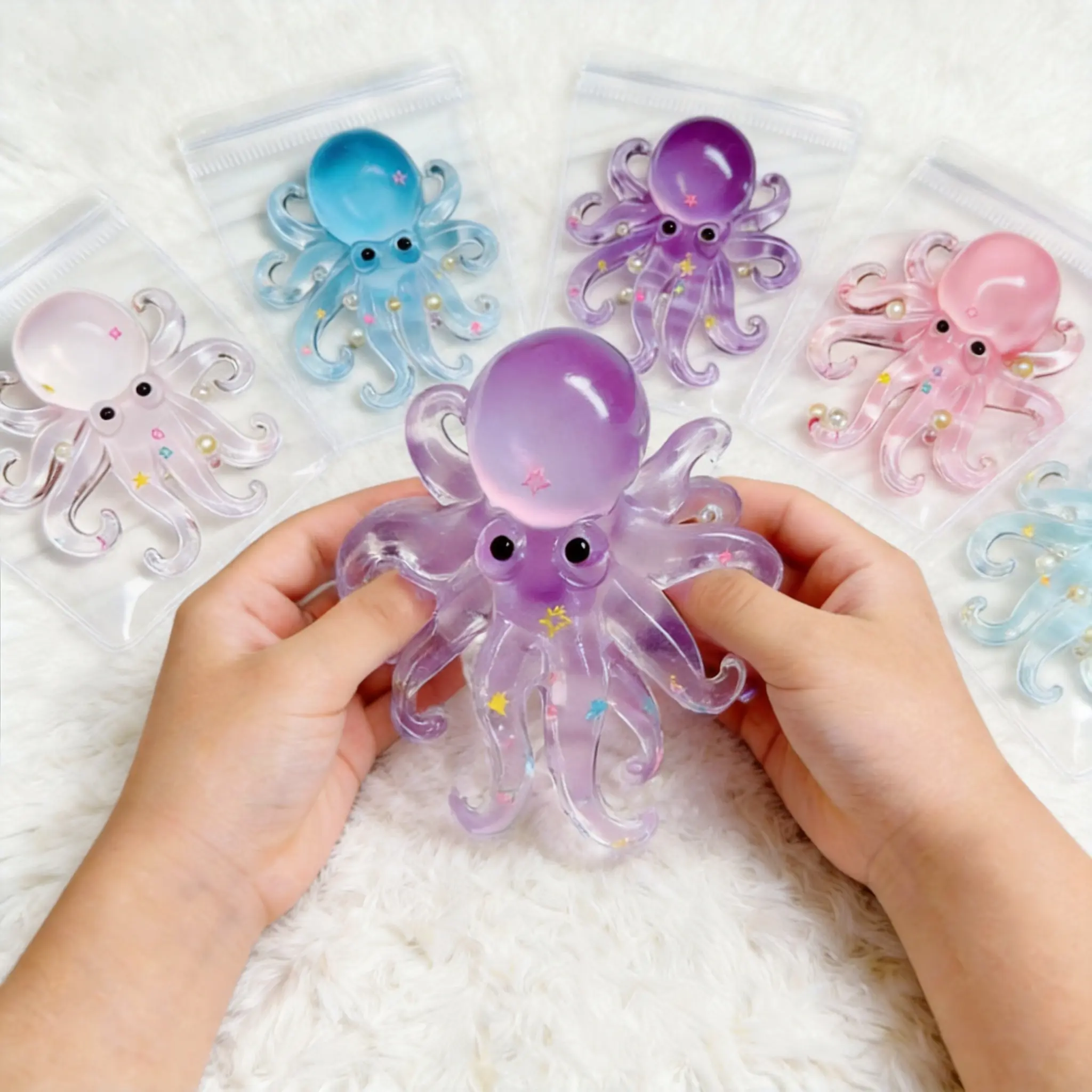 Jellyfish Octopus Squishy Toys, Soft Maltese Squeeze Stress Balls, Slow Rising Stress Relief Octopus Toy, Cute Animal Fidget Toys for Kids Adults, Creative Sensory Anxiety Relief Toys