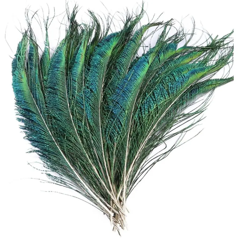 40 count Sowder  Peacock Feathers 10-15 Inches for Crafts Multicolored DIY Craft Hat and Vase Decoration Wedding Flower Arrangement and Home Decorations Christmas Tree Decoration