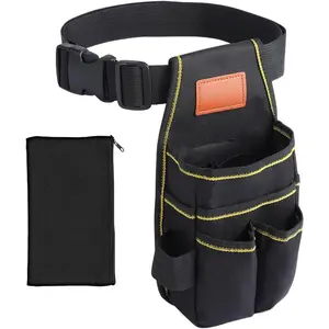 Universal Small Tool Pouch, Small Tool Bag, Tool Pouch with Belt, Industrial Grade Thickened Wear-Resistant Oxford Cloth, 12 Storage Ports, Ideal for Electricians, Mechanics, Carpenters and More