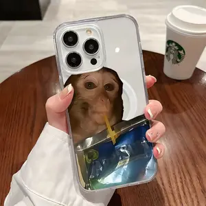 Cute Monkey Pattern Magnetic Clear Shockproof Protective Slim Thin Phone Case Cover for iPhone X Xsmax 11 12 13 14 15 16 Pro Max Plus MagSafe Funny