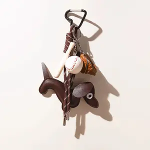Dachshund Linen Plush Toy Charm - High-End Niche Cute Couple Baseball Pendant Keychain, Keychain Jewelry, Luggage Bag Accessory